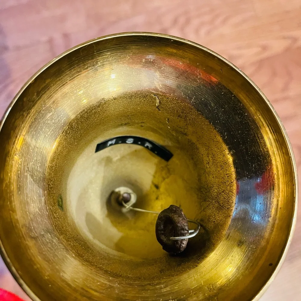 MSR 11” large brass bell with a wood handle Vintage